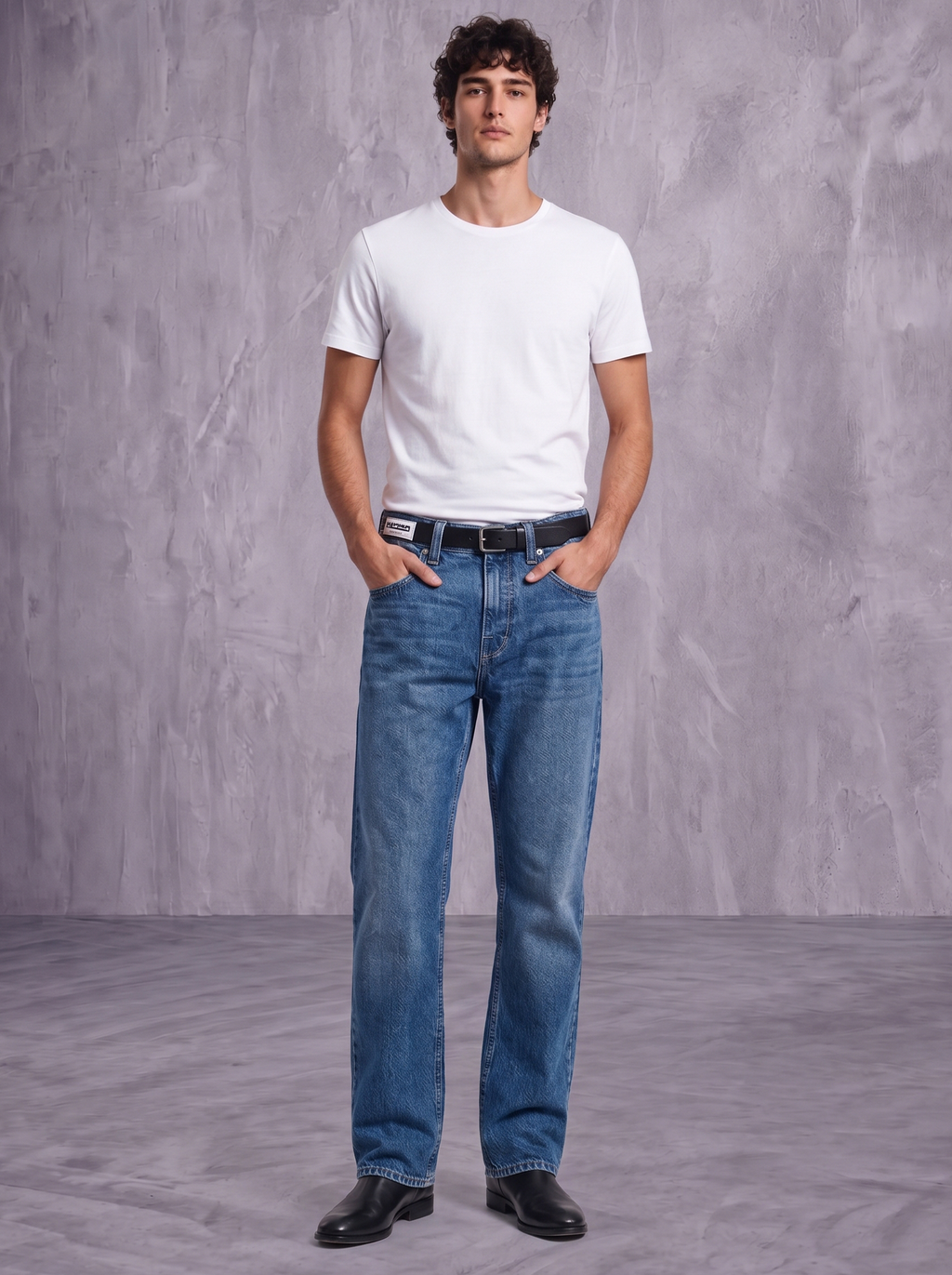 Neil Biker Ribbed Pocket Straight Jean