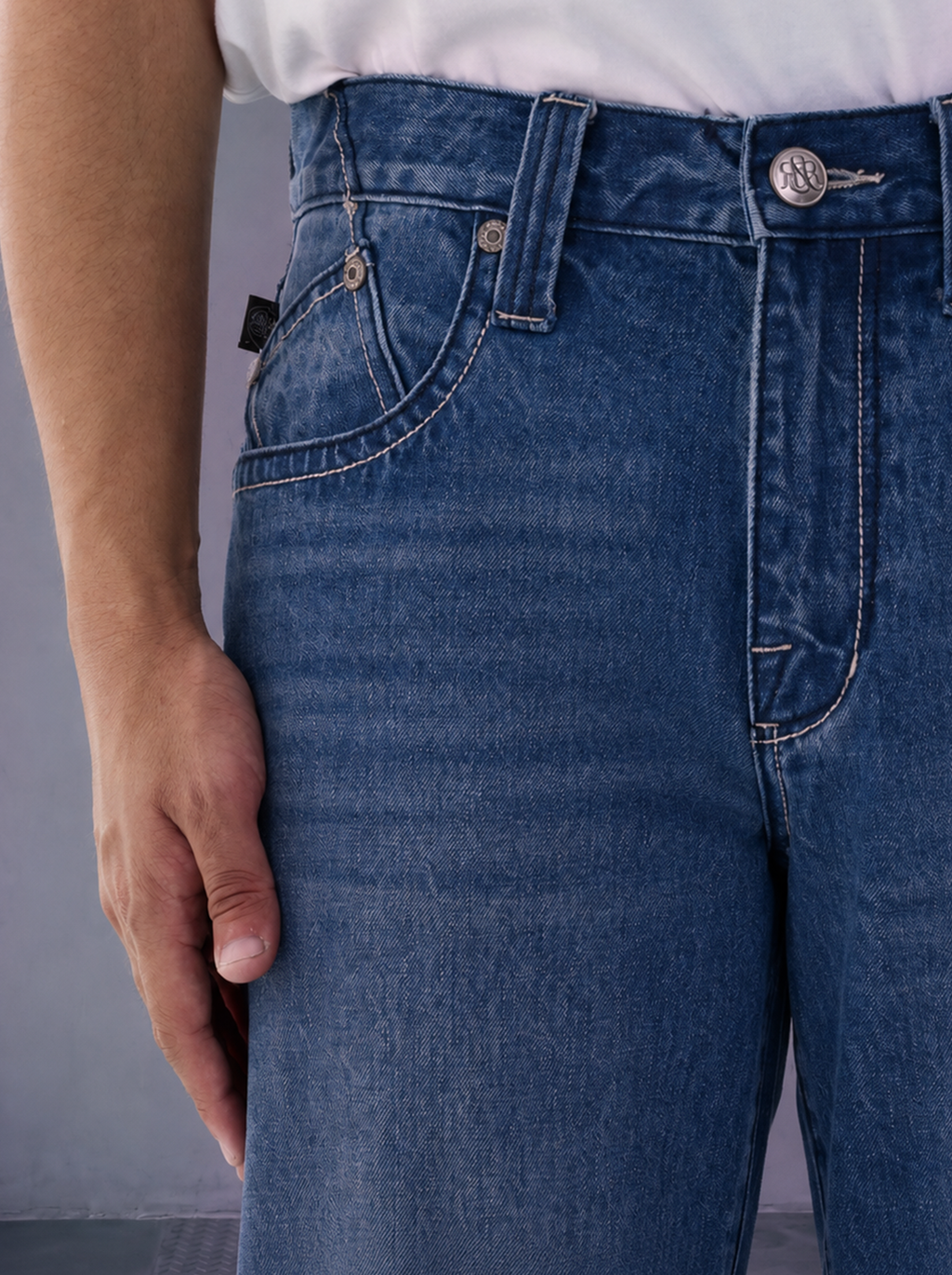 Neil Biker Ribbed Pocket Straight Jean
