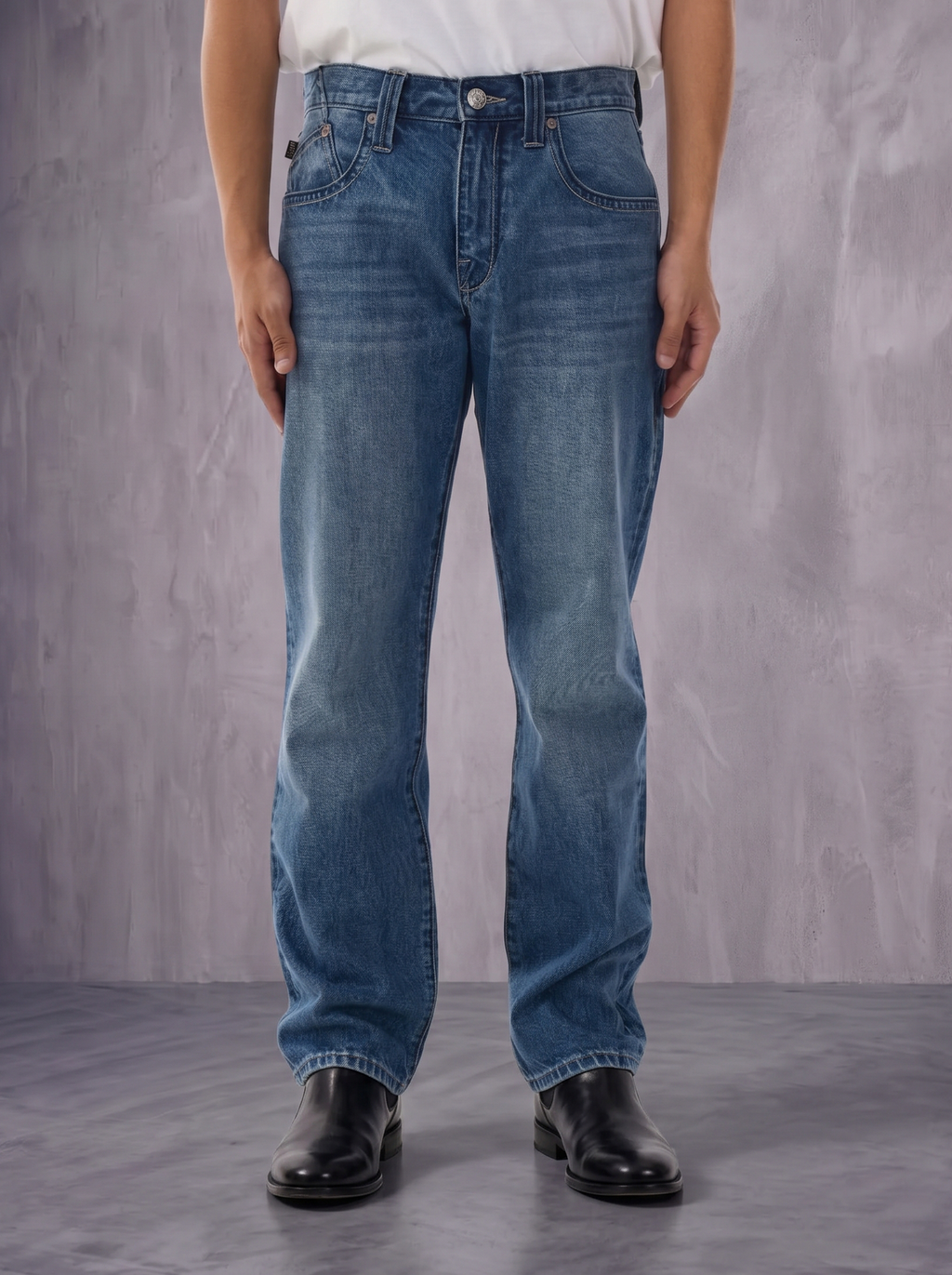 Neil Biker Ribbed Pocket Straight Jean