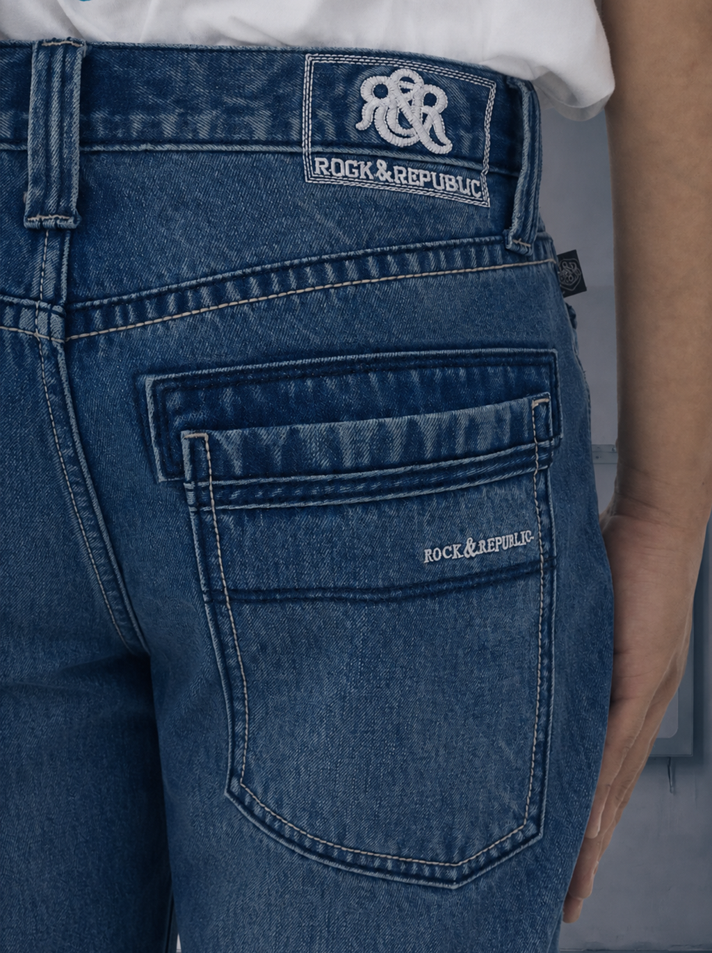 Neil Biker Ribbed Pocket Straight Jean
