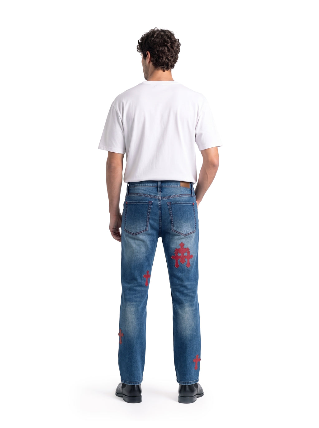 Neil Red Cross Patch Straight Jean