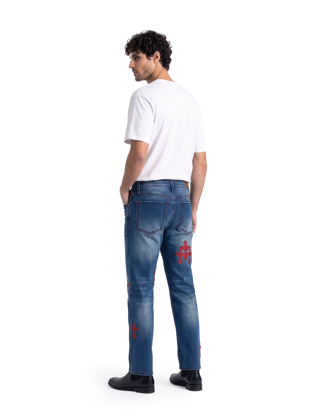 Neil Red Cross Patch Straight Jean