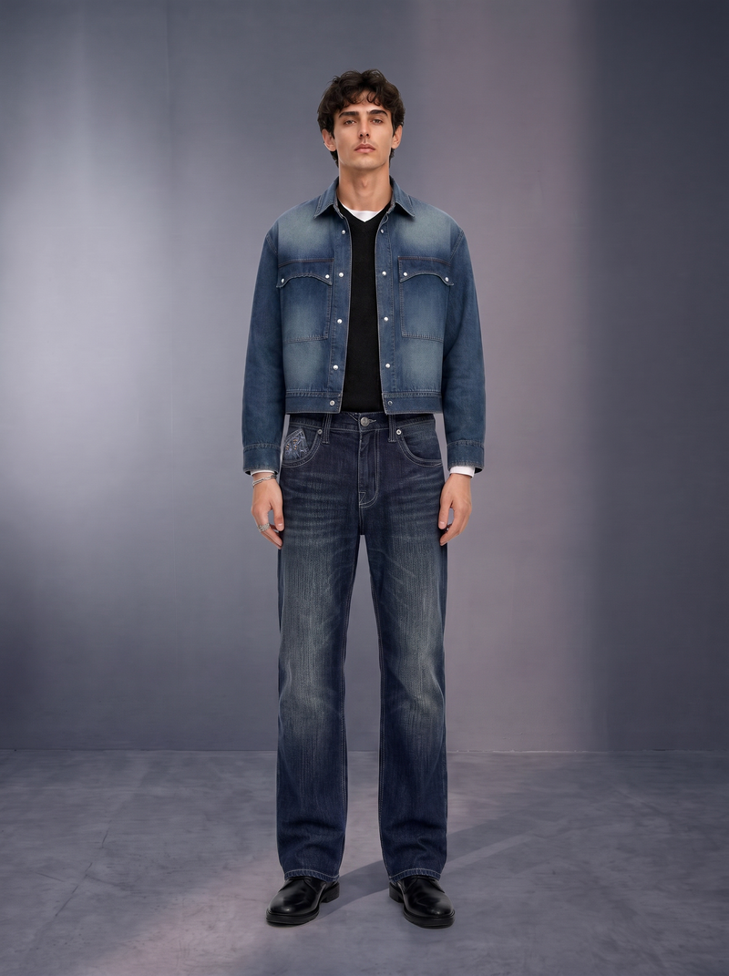 Neil Studded Straight Leg Jean