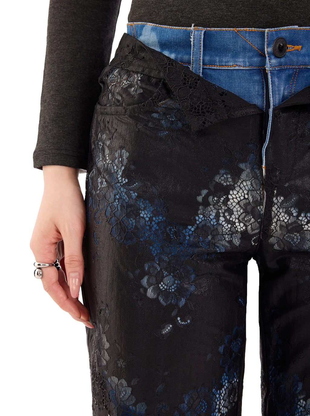 Kaia Lace Overlay Straight Jean
