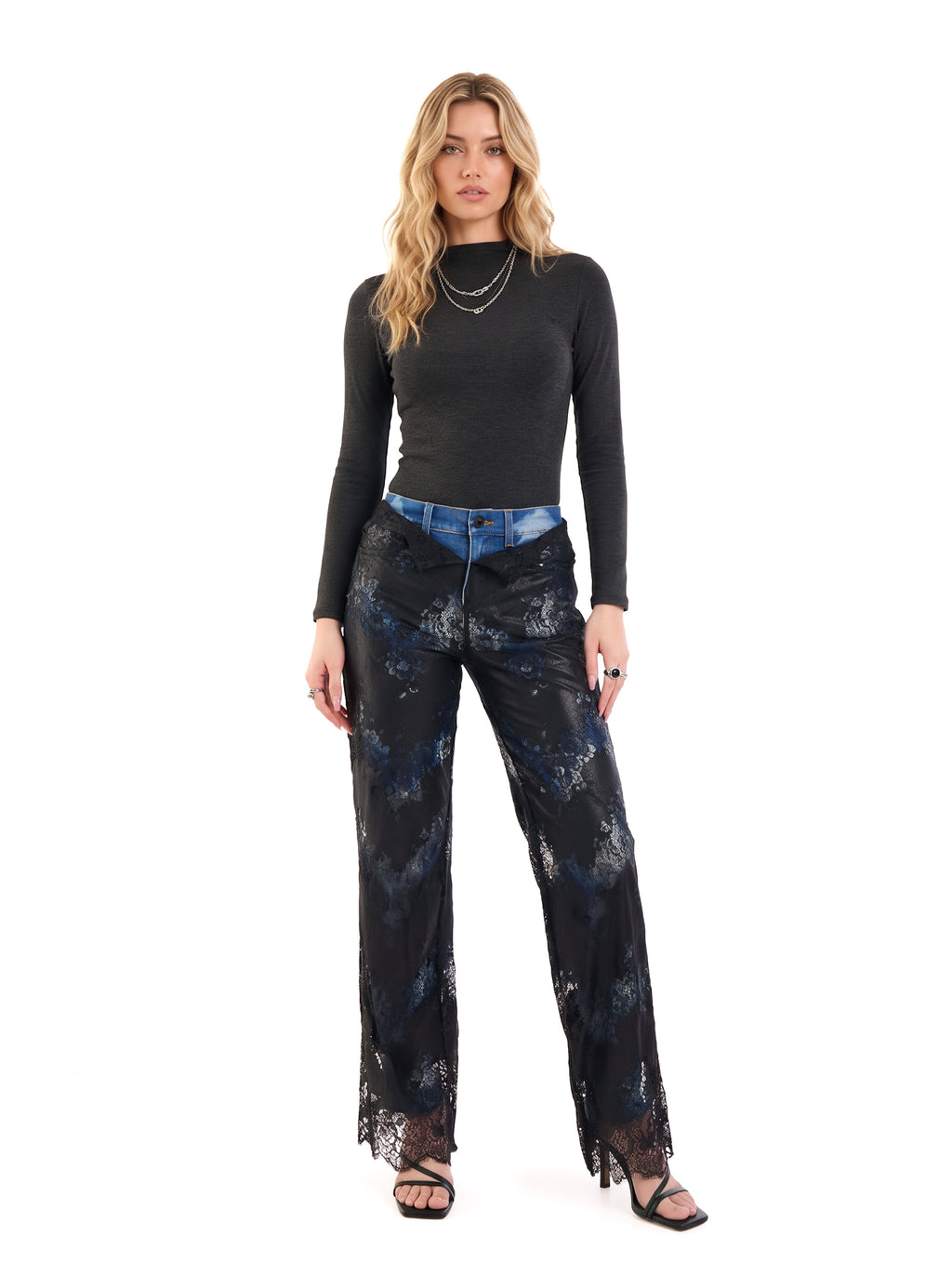 Kaia Lace Overlay Straight Jean