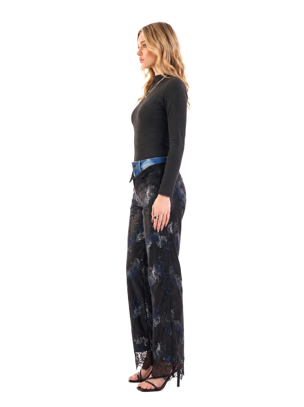 Kaia Lace Overlay Straight Jean