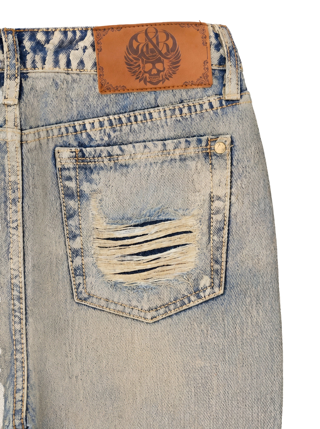 Kasandra Mid Rise Distressed Acid Wash Bootcut Jean