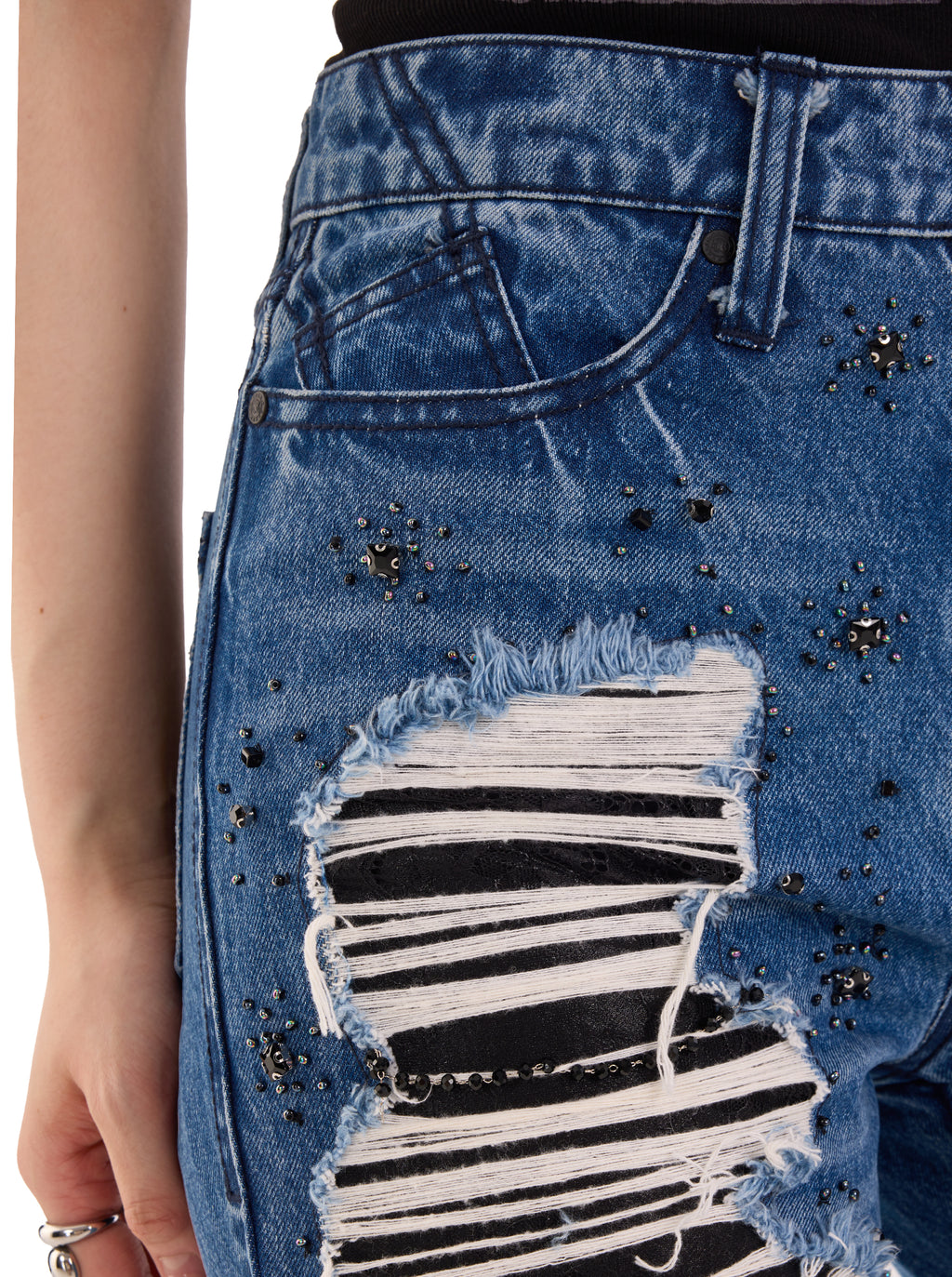 Kaia Ladder Distressed Straight Jean