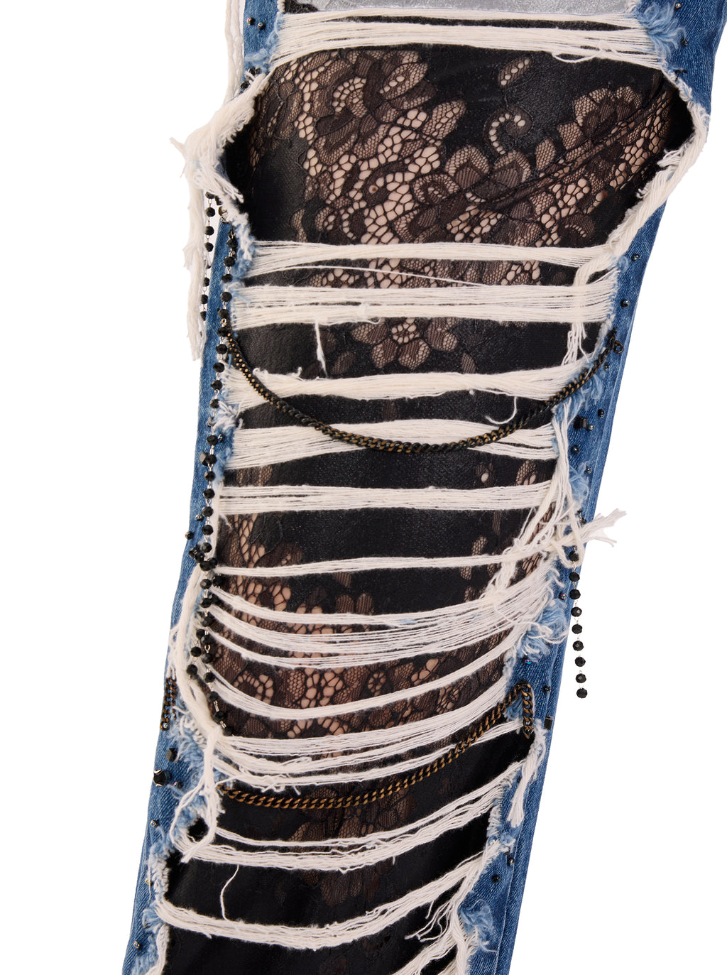Kaia Ladder Distressed Straight Jean