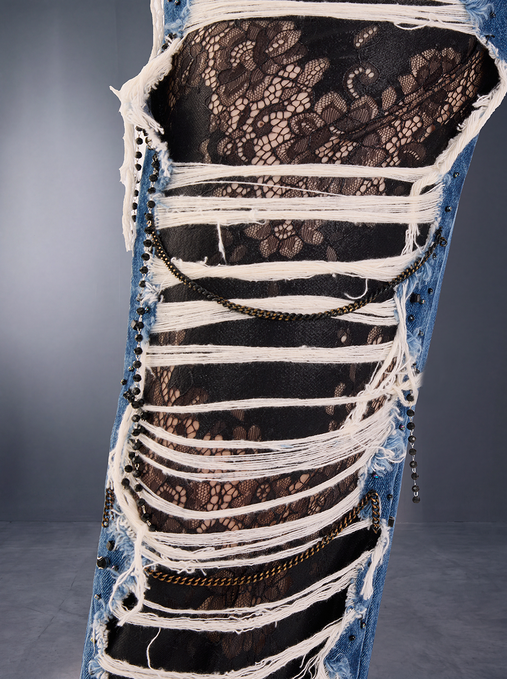 Kaia Ladder Distressed Straight Jean