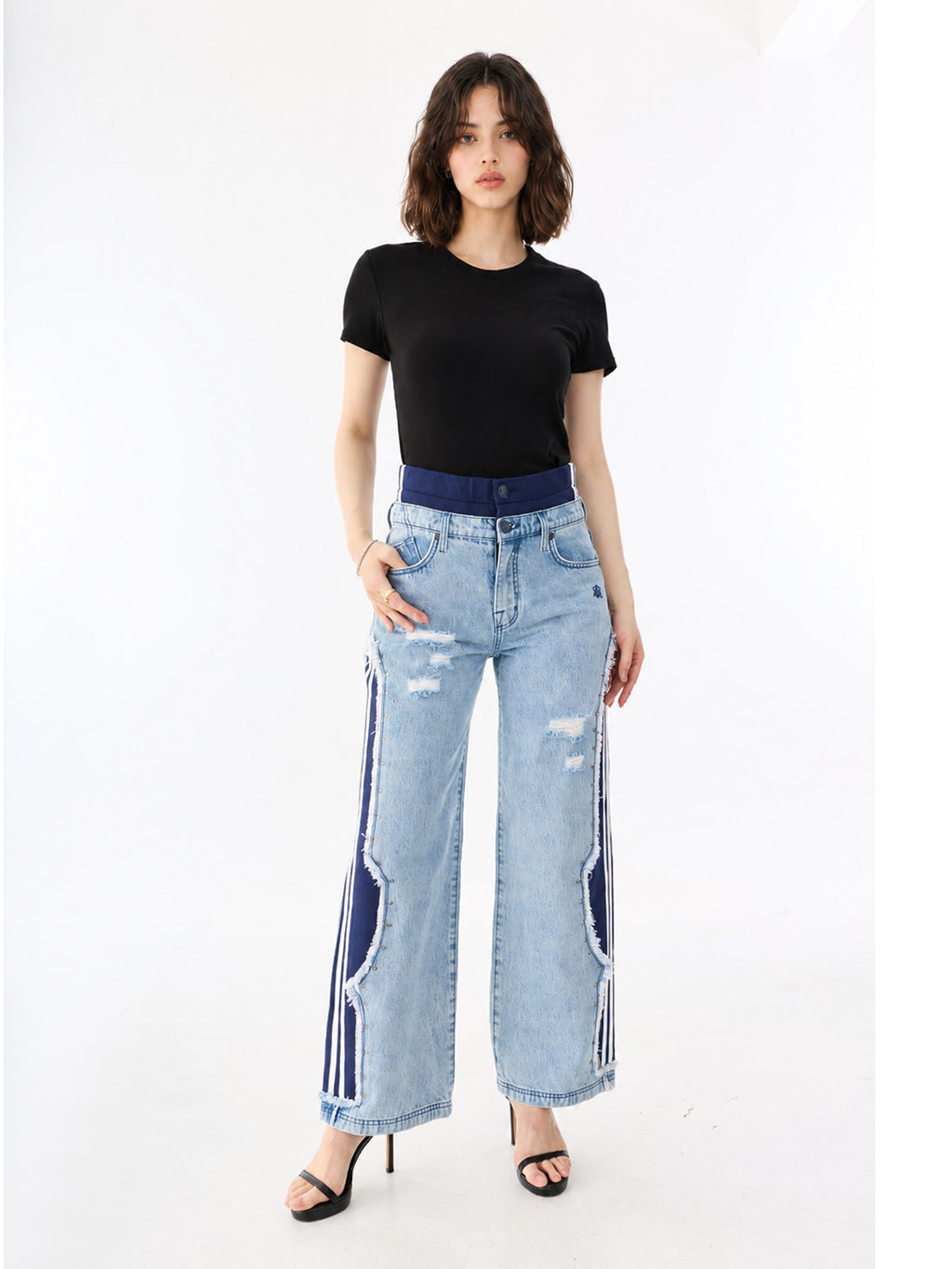 Kaia Contrast Panel Straight Jean