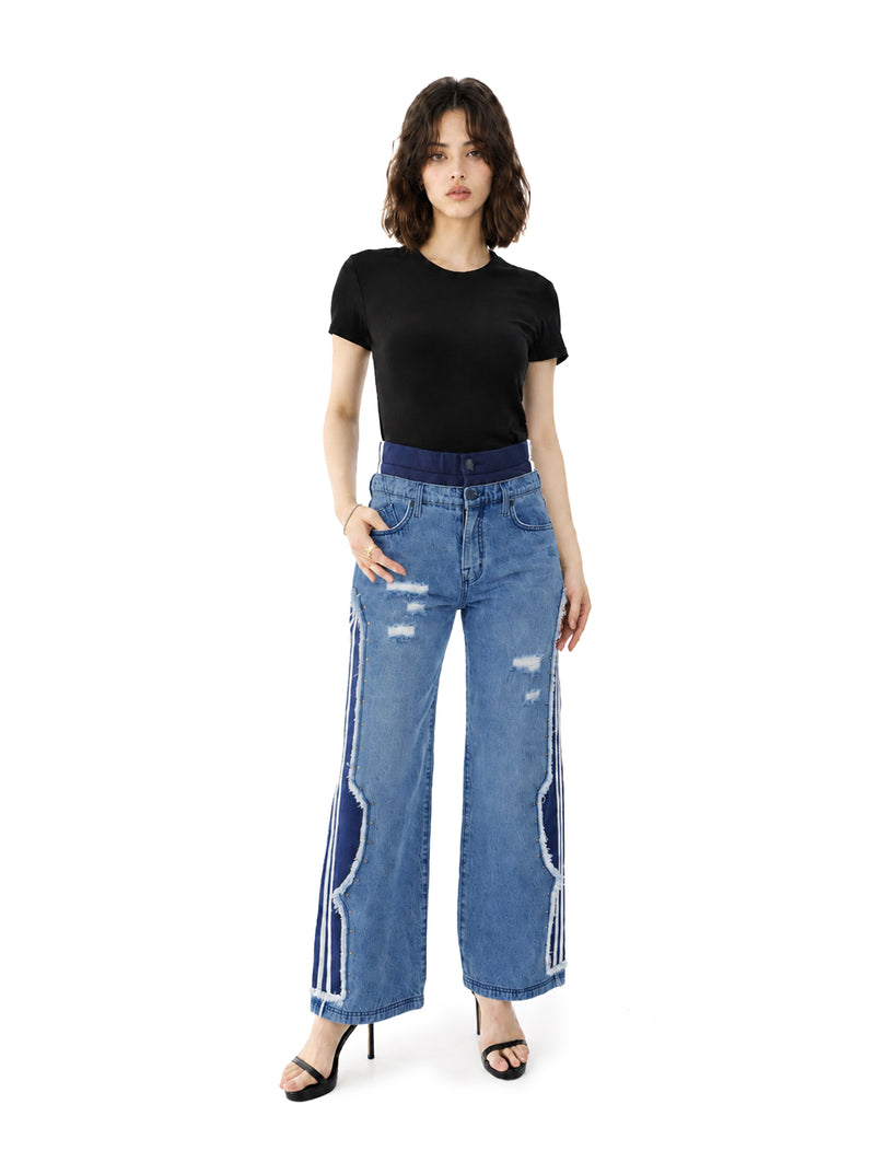 Kaia Contrast Panel Straight Jean