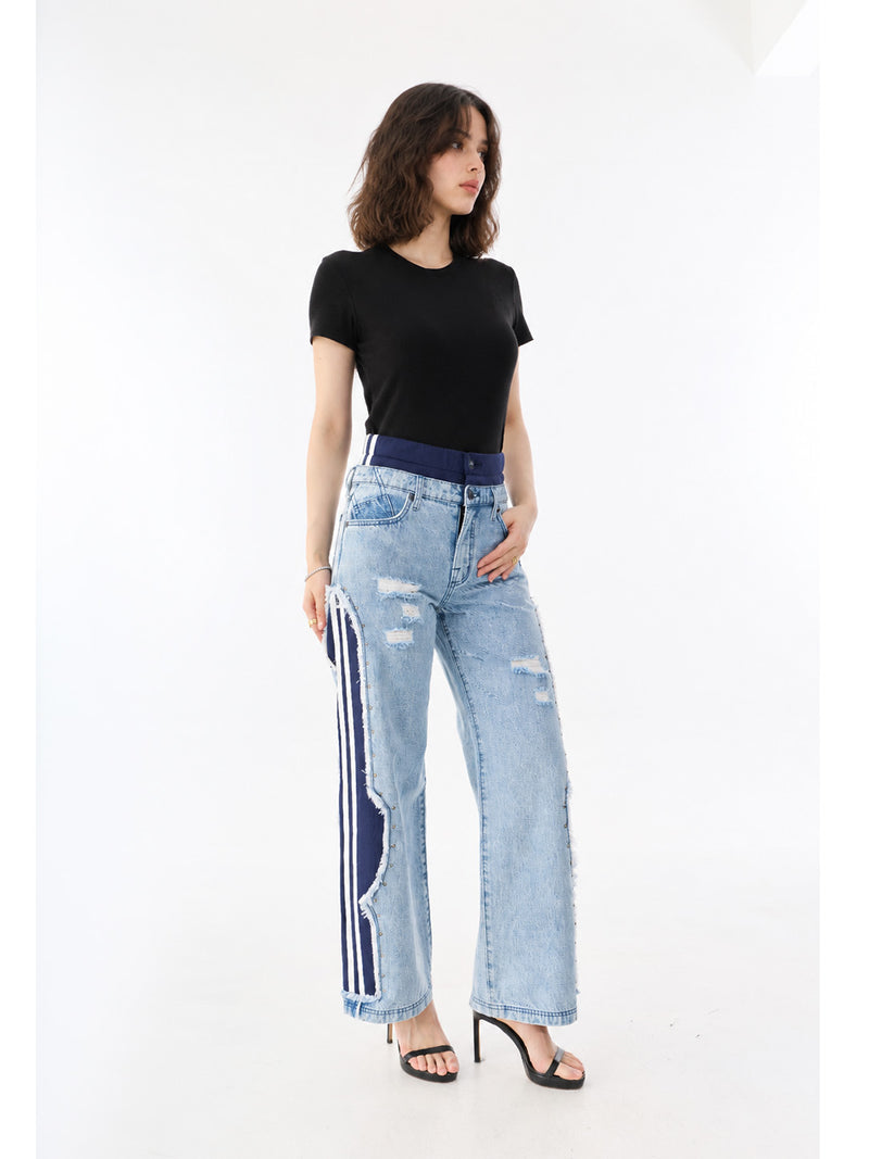 Kaia Contrast Panel Straight Jean