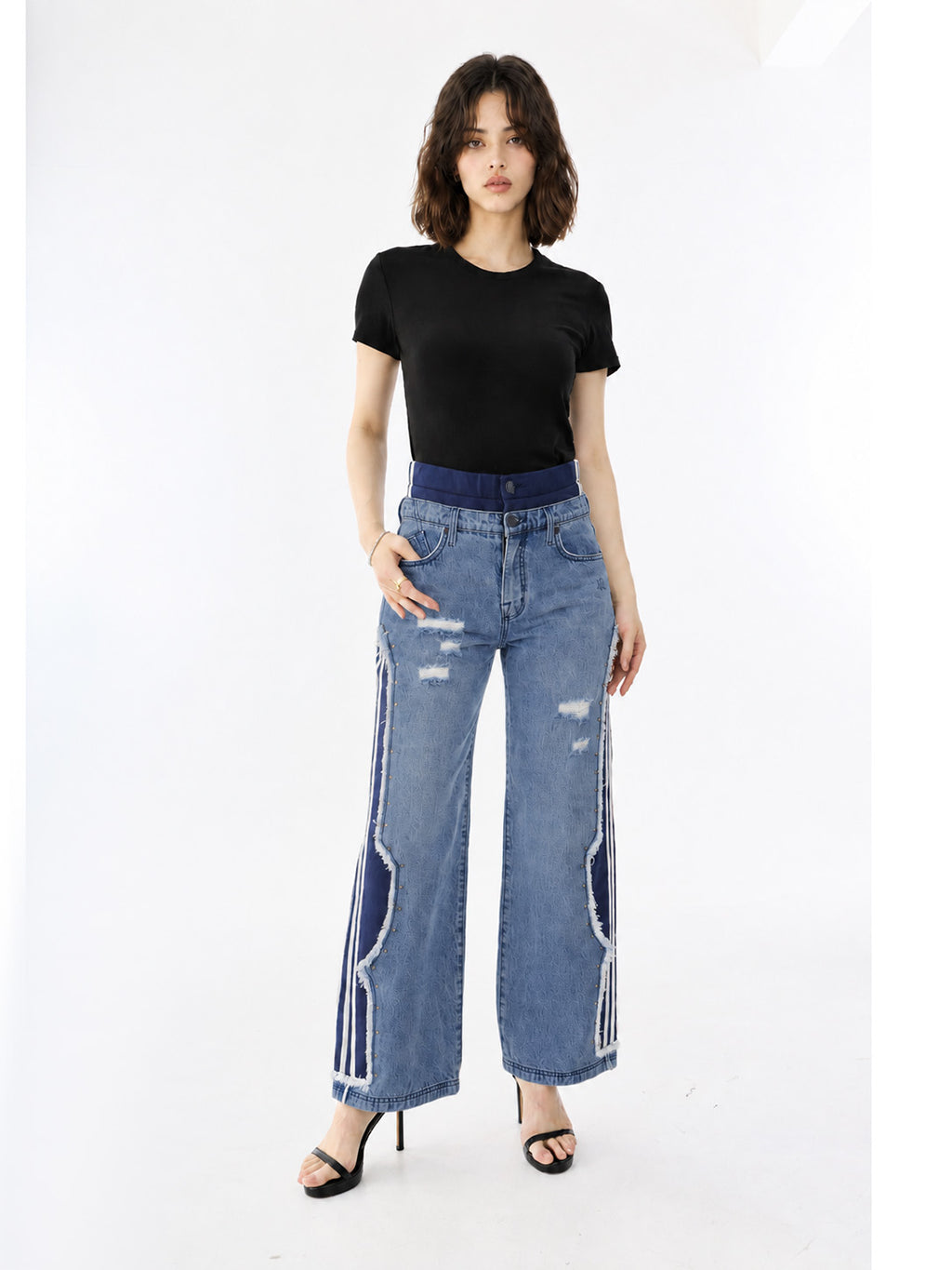 Kaia Contrast Panel Straight Jean