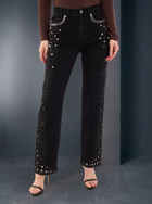 Kaia Mid Rise Crystal Spray Straight Jean