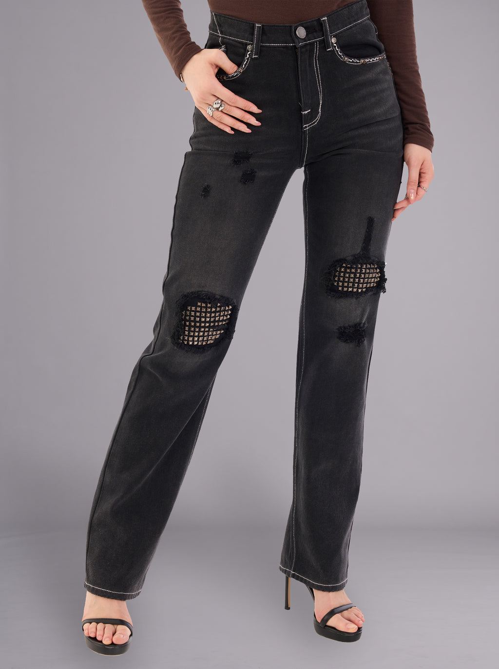 Kaia Knee Cutout Straight Jean