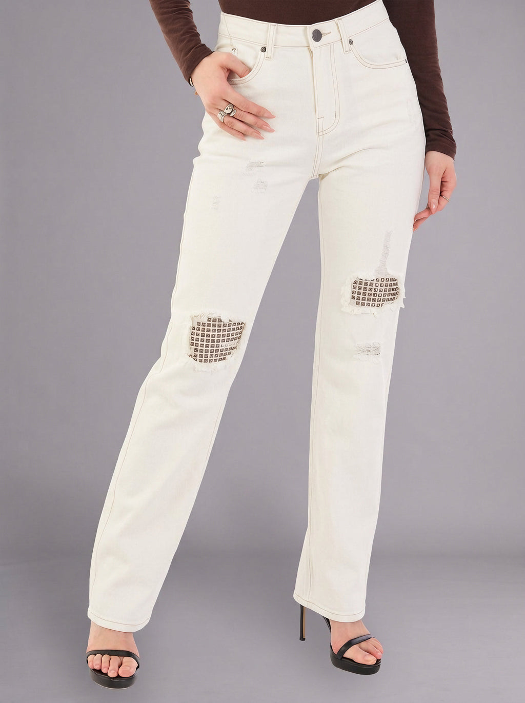 Kaia Knee Cutout Straight Jean