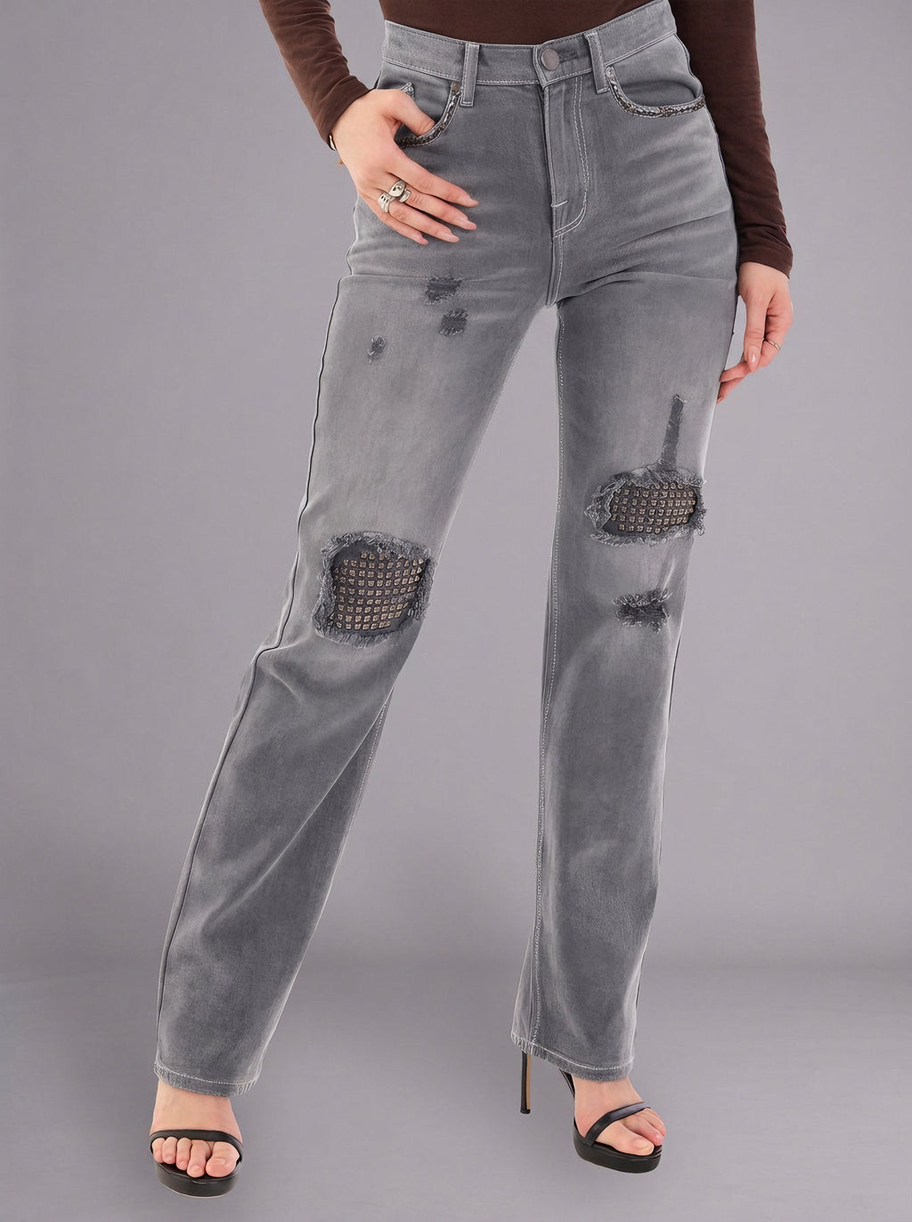 Kaia Knee Cutout Straight Jean