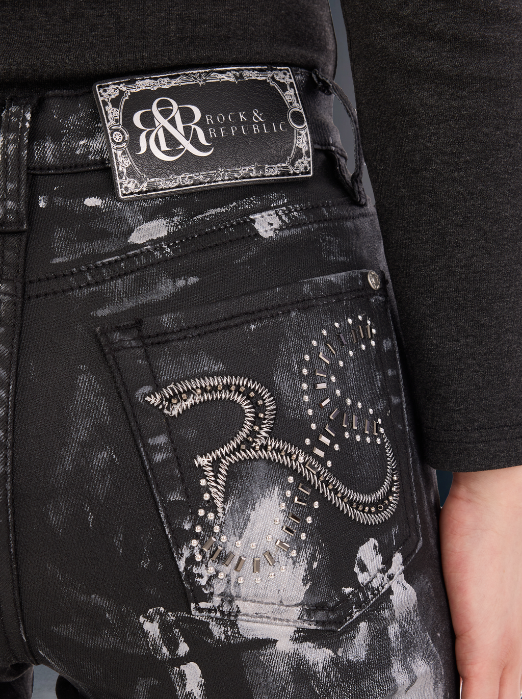 Kaia Black Marble Straight Jean