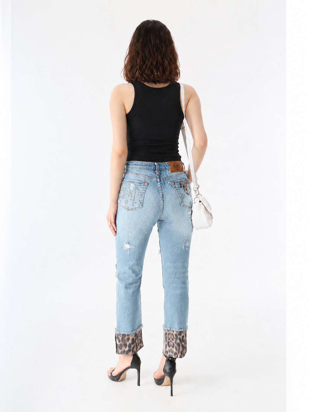 Kaia Leopard Cuff Straight Jean