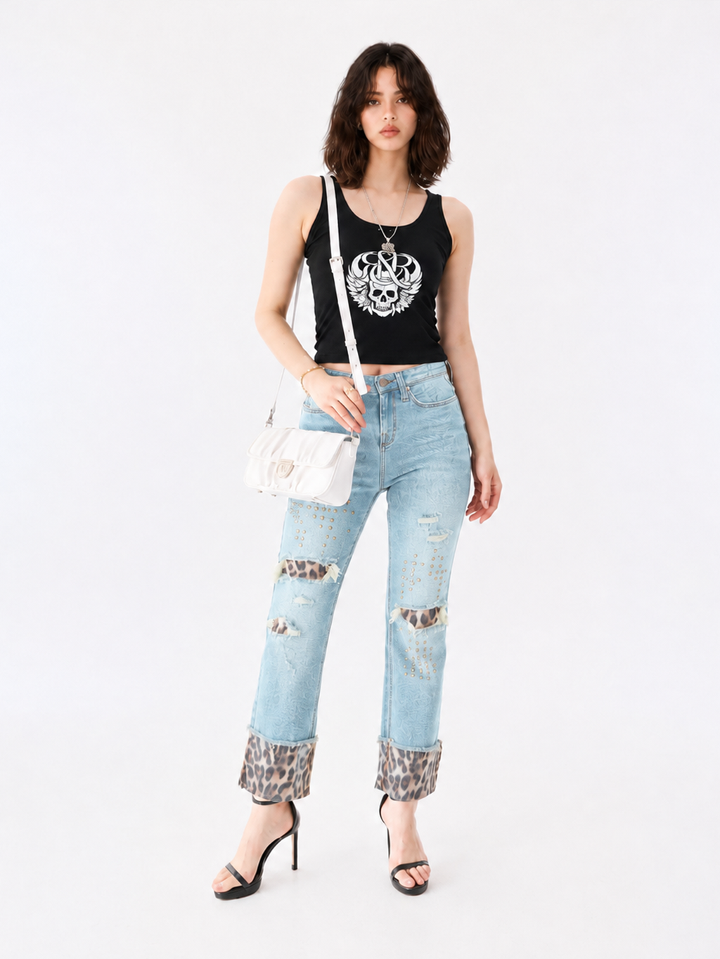 Kaia Leopard Cuff Straight Jean