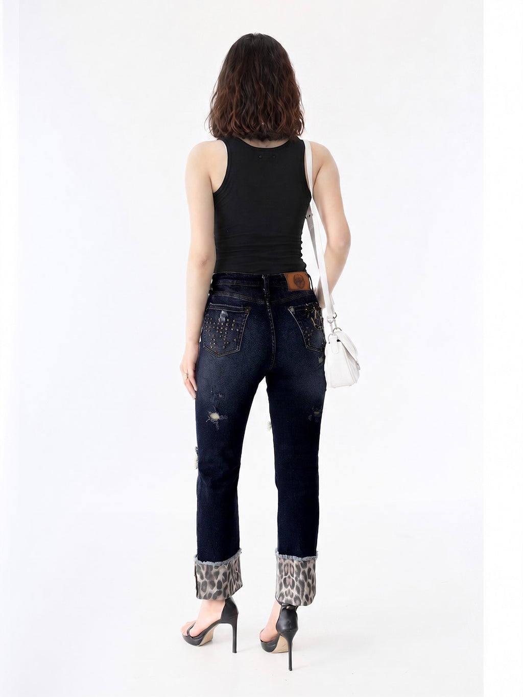 Kaia Leopard Cuff Straight Jean