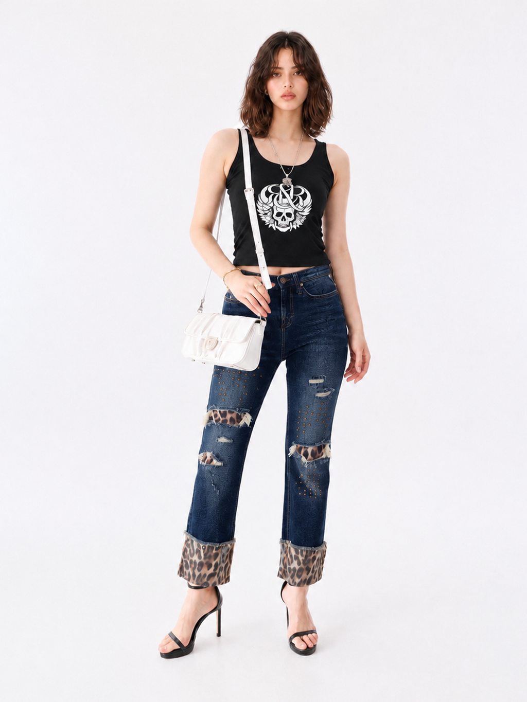 Kaia Leopard Cuff Straight Jean