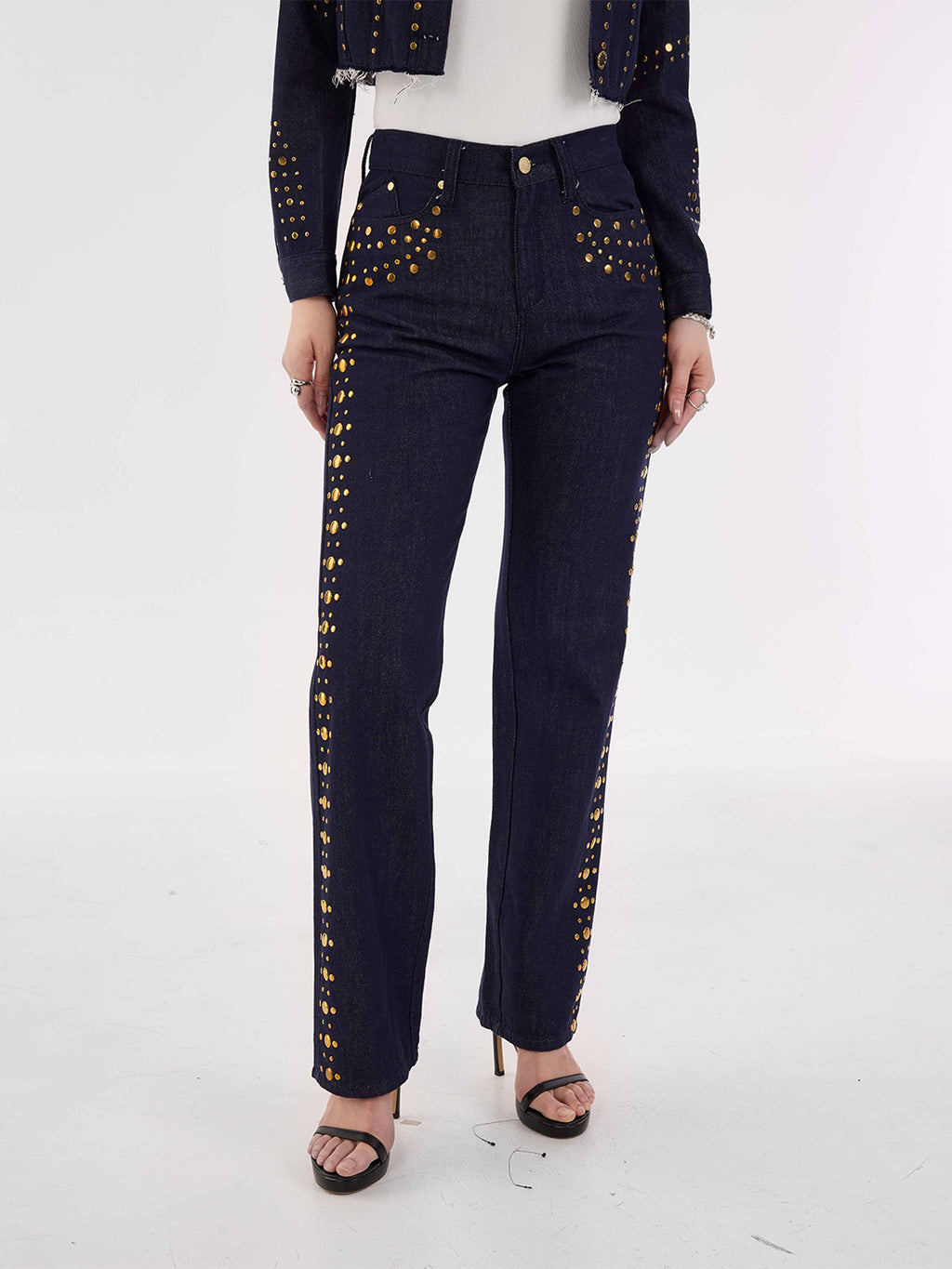Kaia Gold Stud Straight Jean