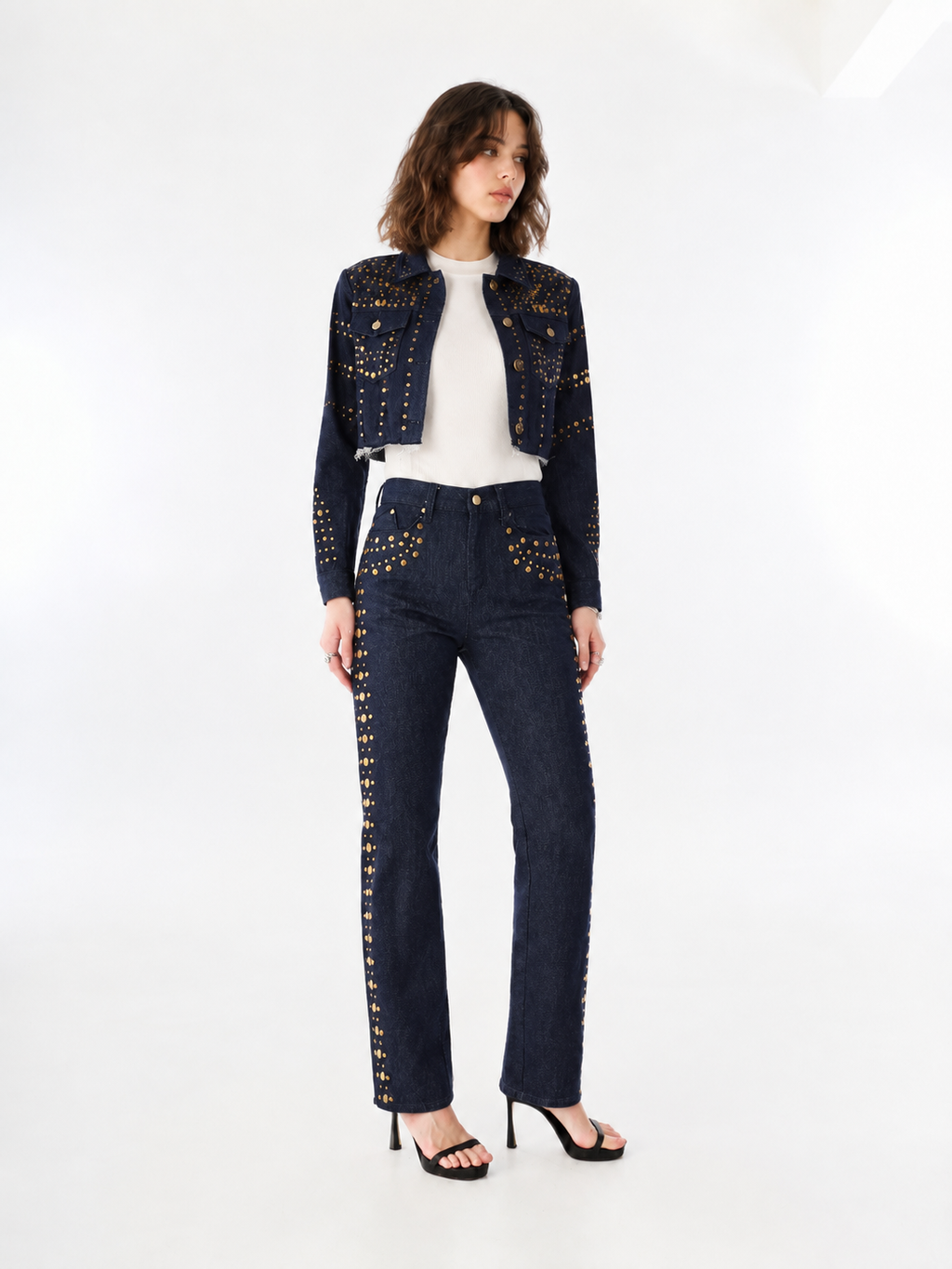 Kaia Gold Stud Straight Jean