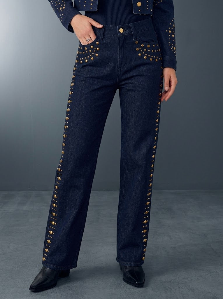 Kaia Gold Stud Straight Jean