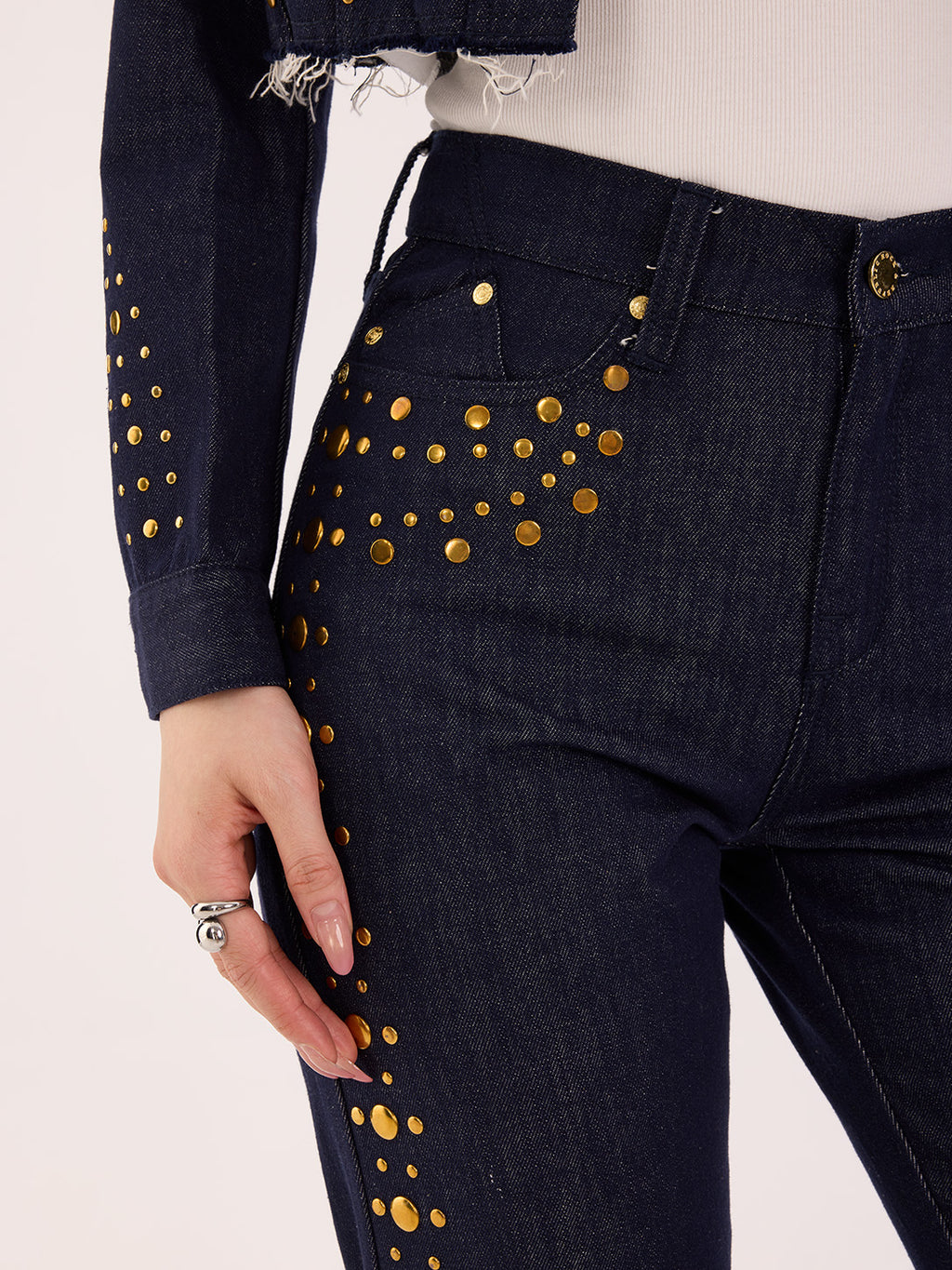 Kaia Gold Stud Straight Jean
