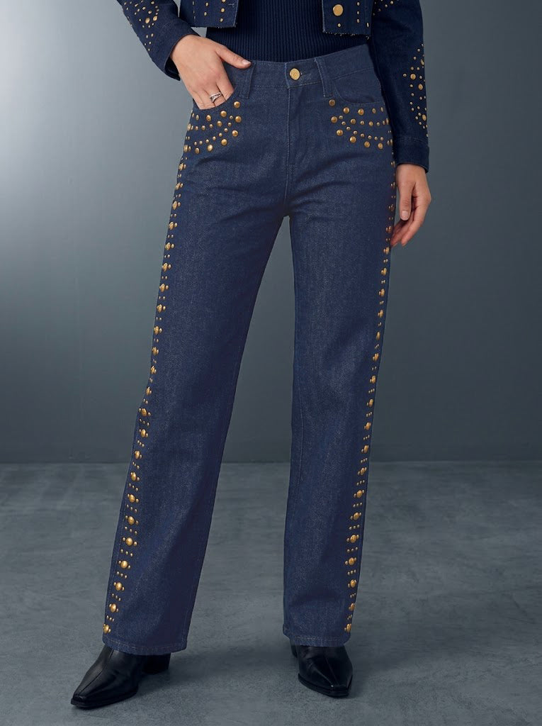 Kaia Gold Stud Straight Jean