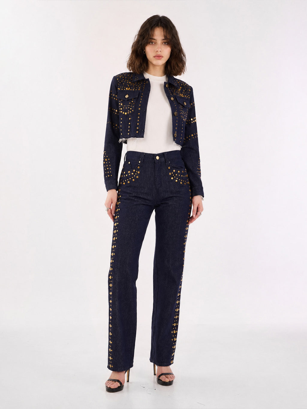 Kaia Gold Stud Straight Jean