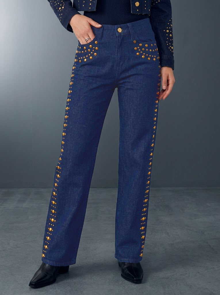 Kaia Gold Stud Straight Jean