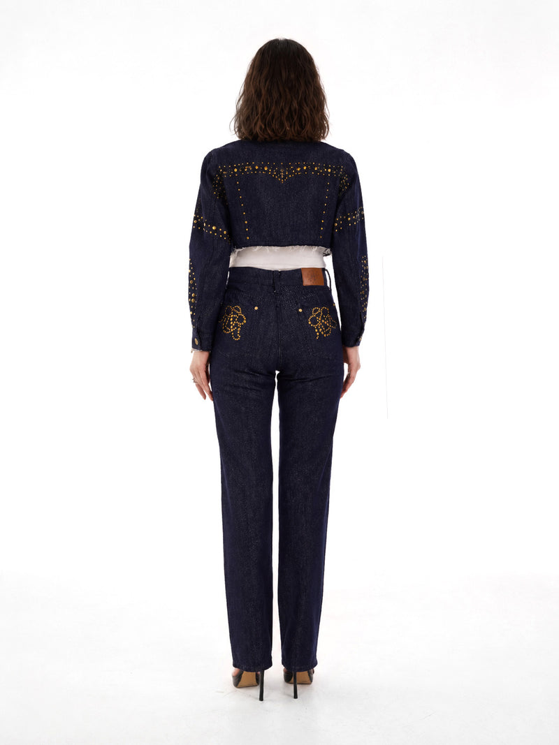 Kaia Gold Stud Straight Jean