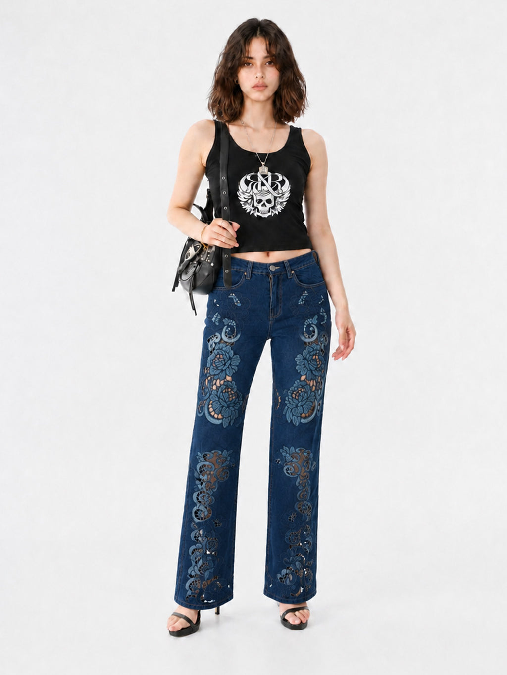 Kaia Curved Pocket Stitching Straight Jean