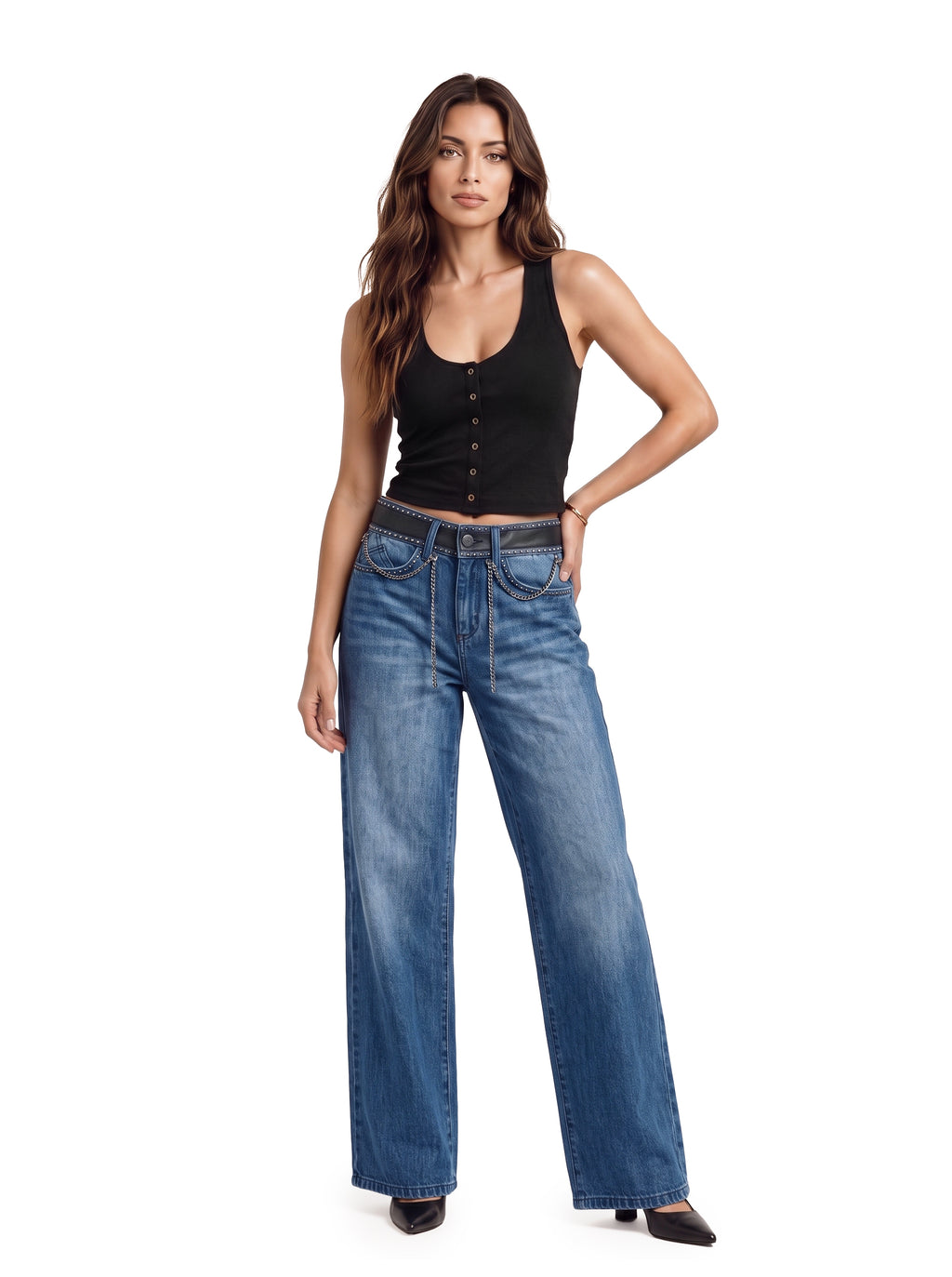 Kendall Ornate Pocket Wide Leg Jean