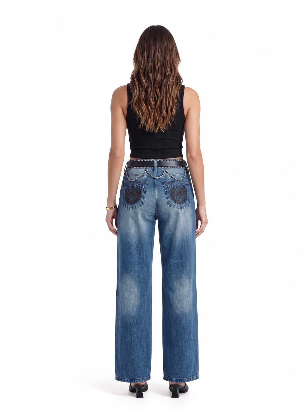 Kendall Ornate Pocket Wide Leg Jean