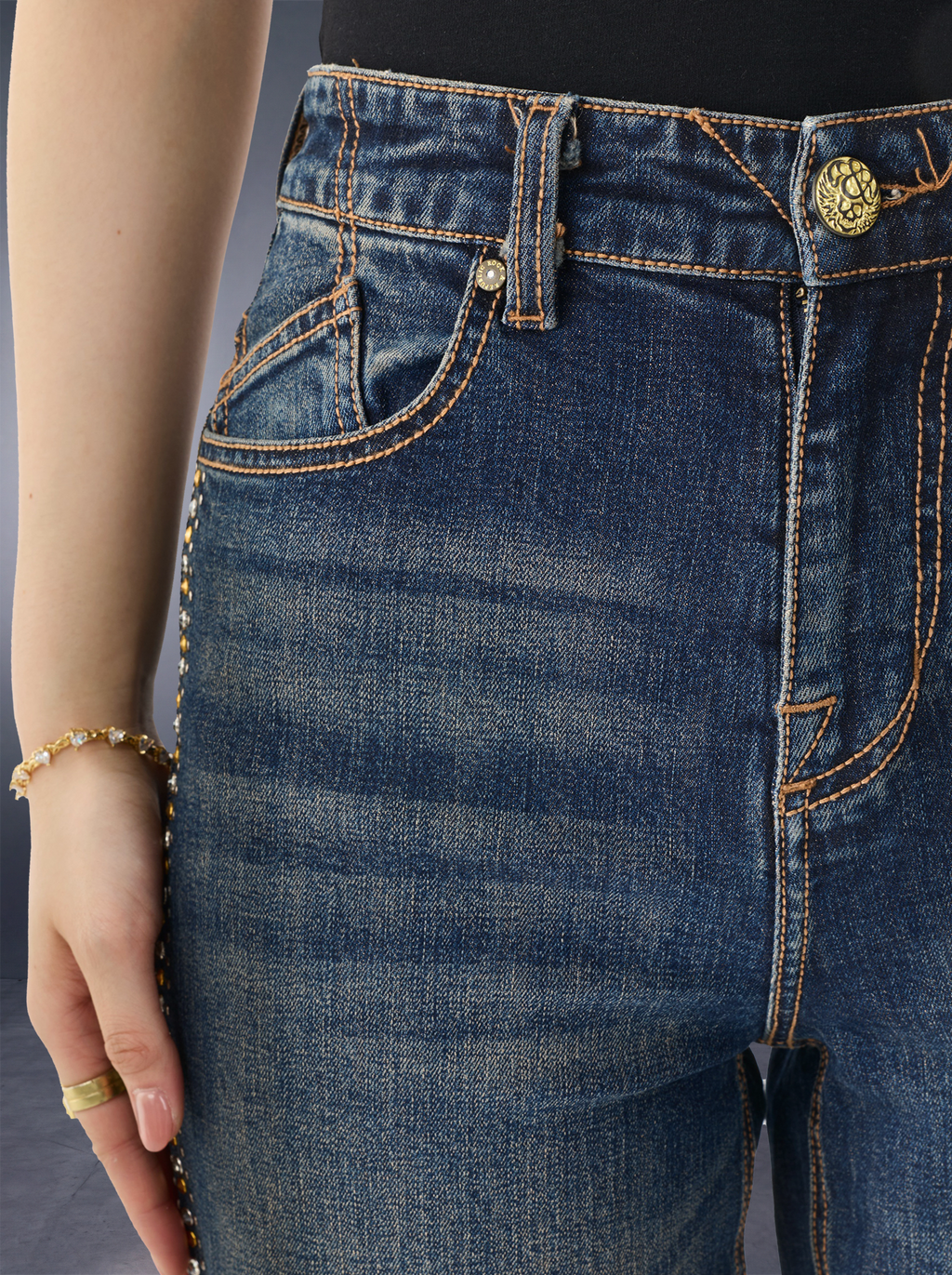 Stella Gold Stitch Relaxed Straight Jean
