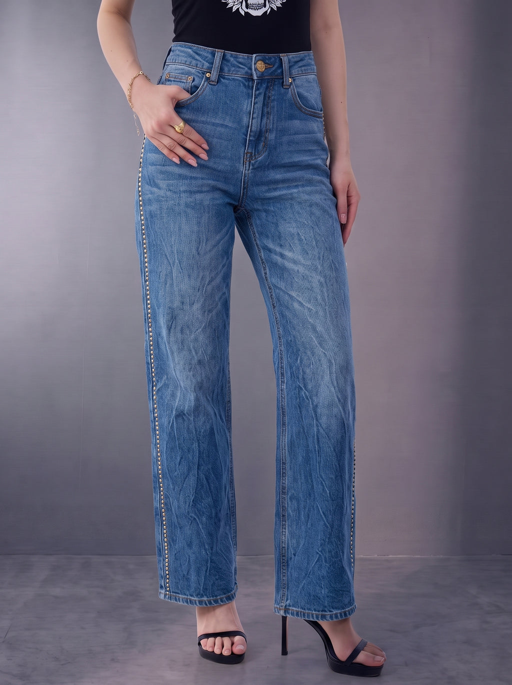 Stella Gold Stitch Relaxed Straight Jean