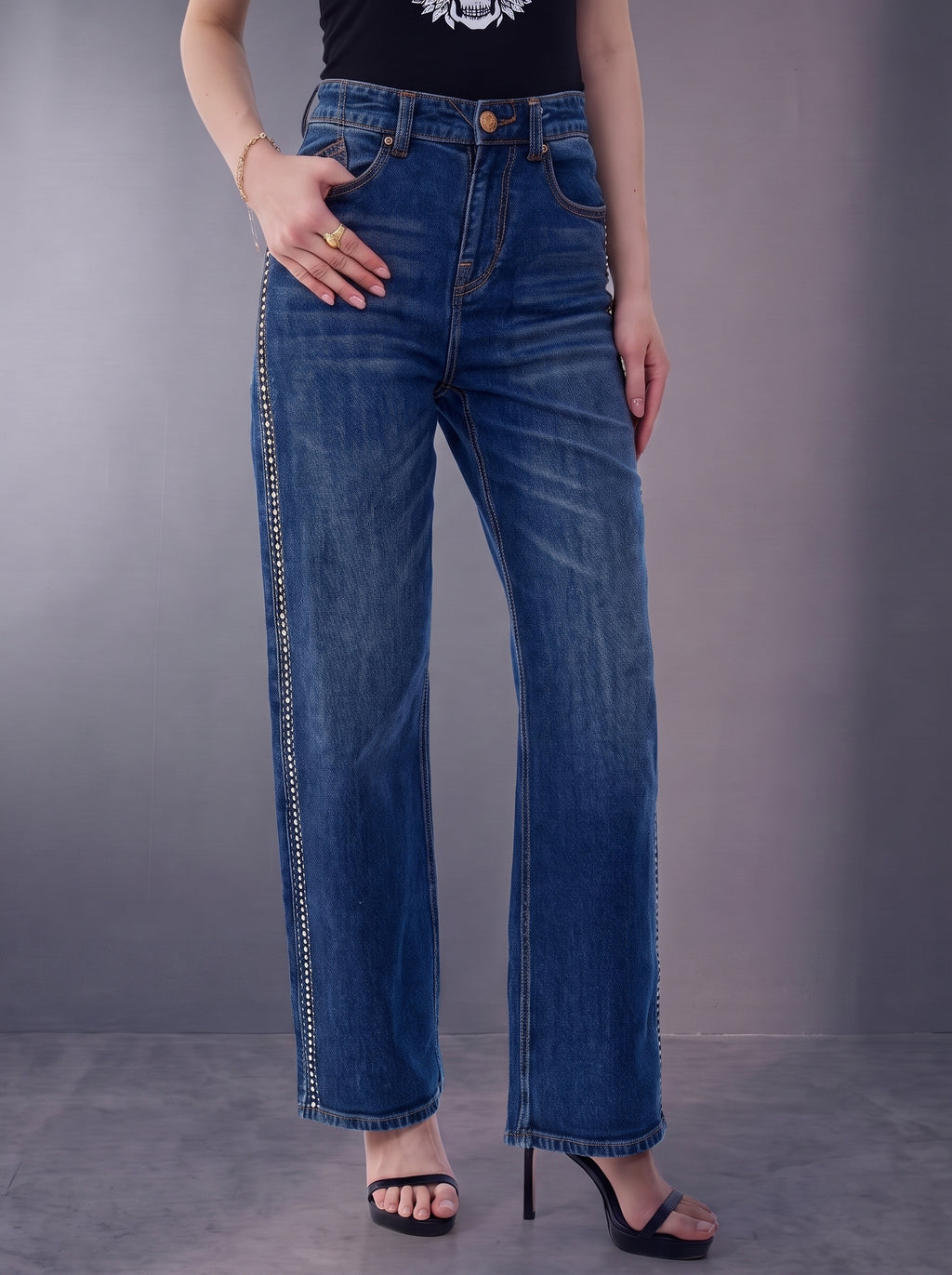 Stella Gold Stitch Relaxed Straight Jean