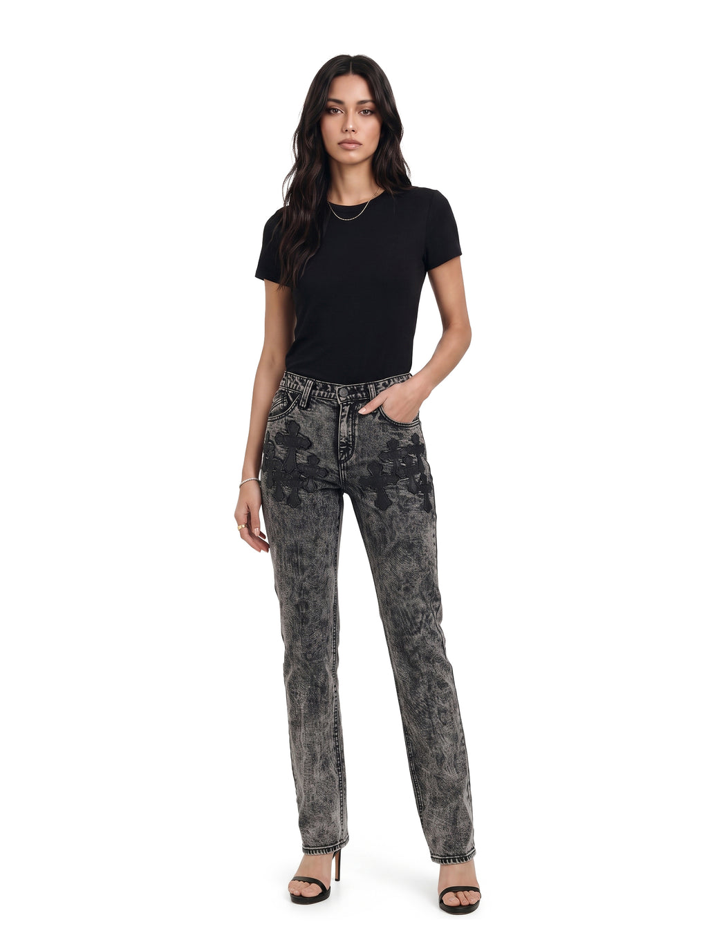 Kaia Tonal Floral Straight Jean
