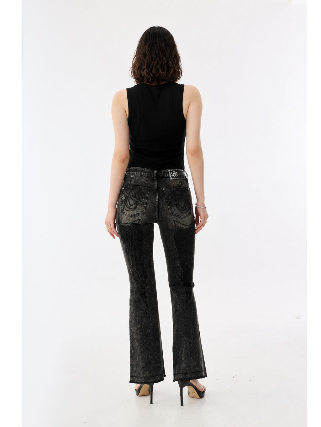 Fever Tonal Embroidered Black Bootcut Jean