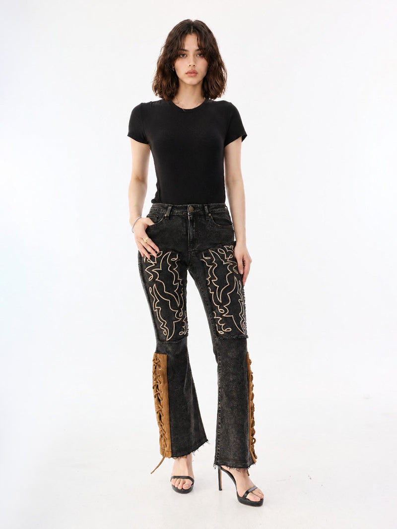 Fever Western Embroidered Bootcut Jean