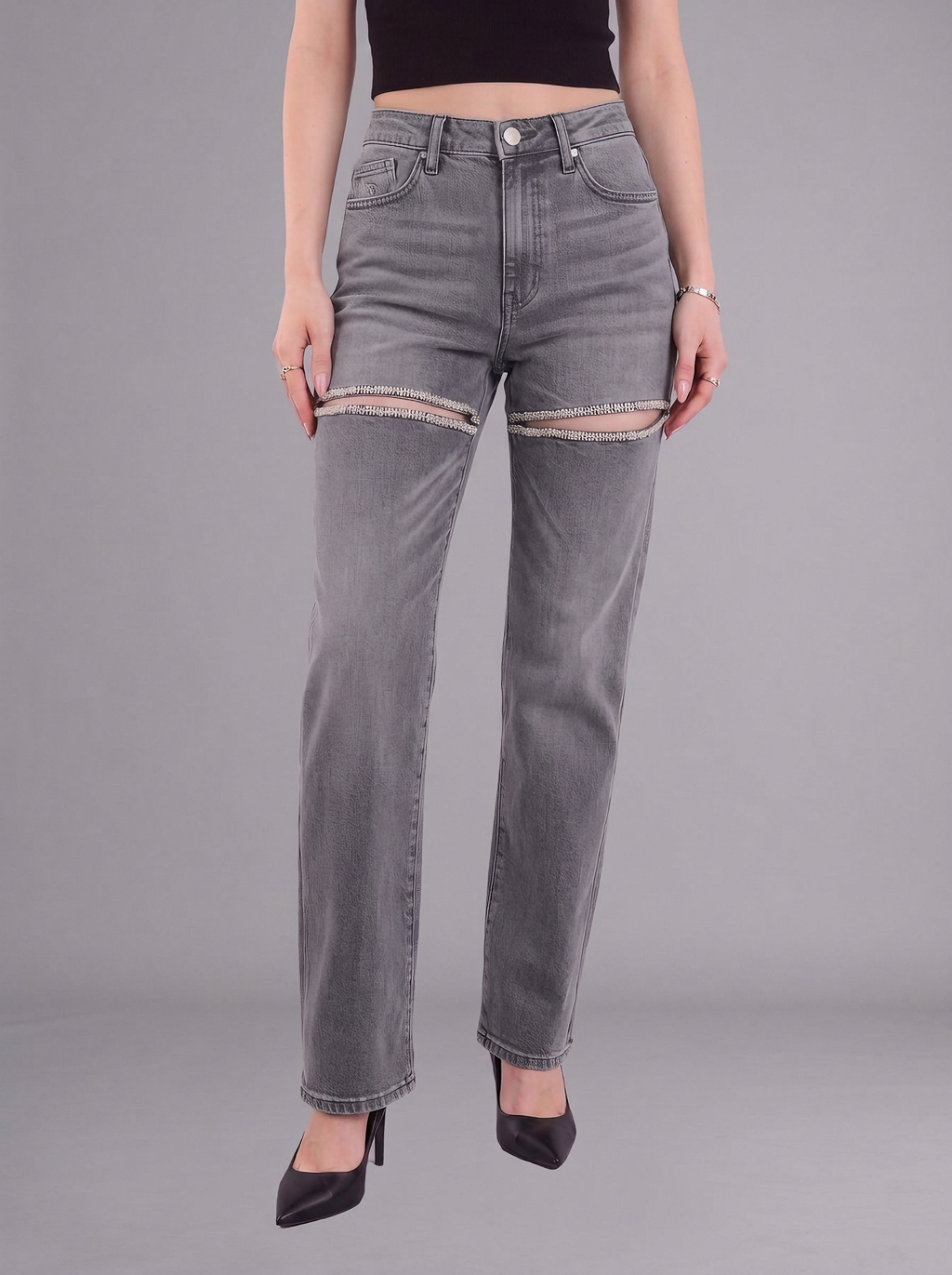 Kaia Double Stripe Straight Jean