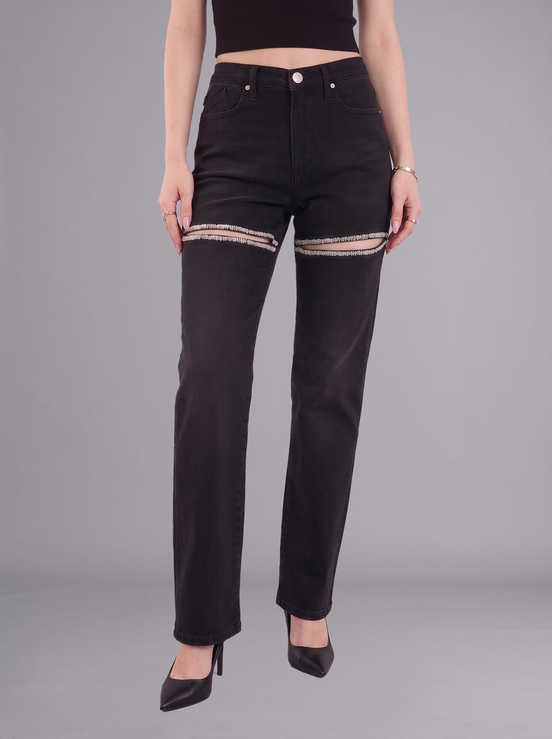 Kaia Double Stripe Straight Jean