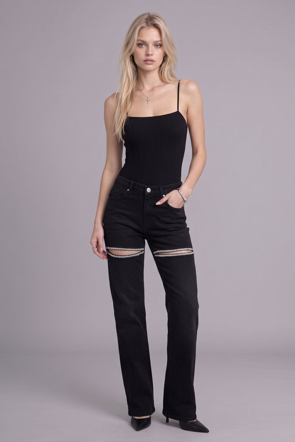 Kaia Double Stripe Straight Jean