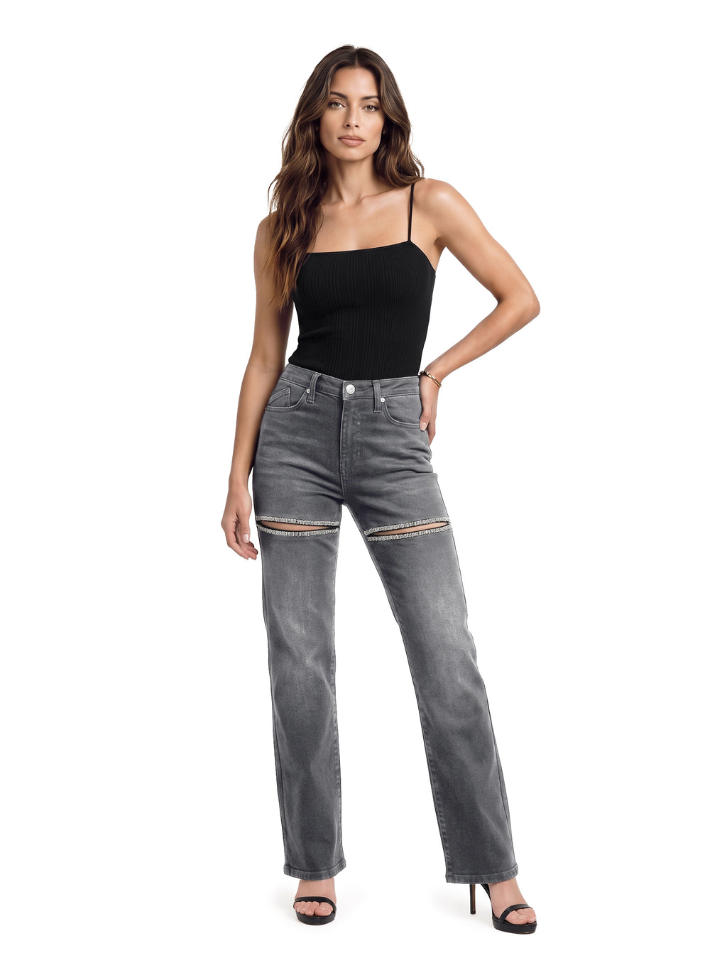 Kaia Double Stripe Straight Jean