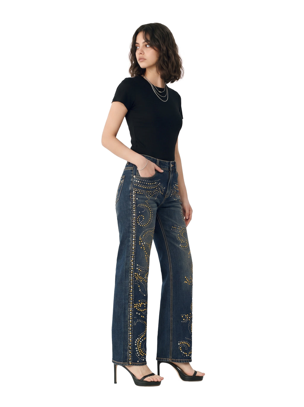 Kaia Gold Scroll Straight Jean
