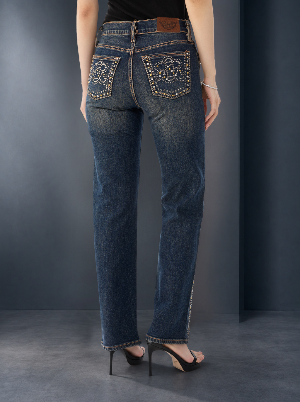 Kaia Gold Scroll Straight Jean